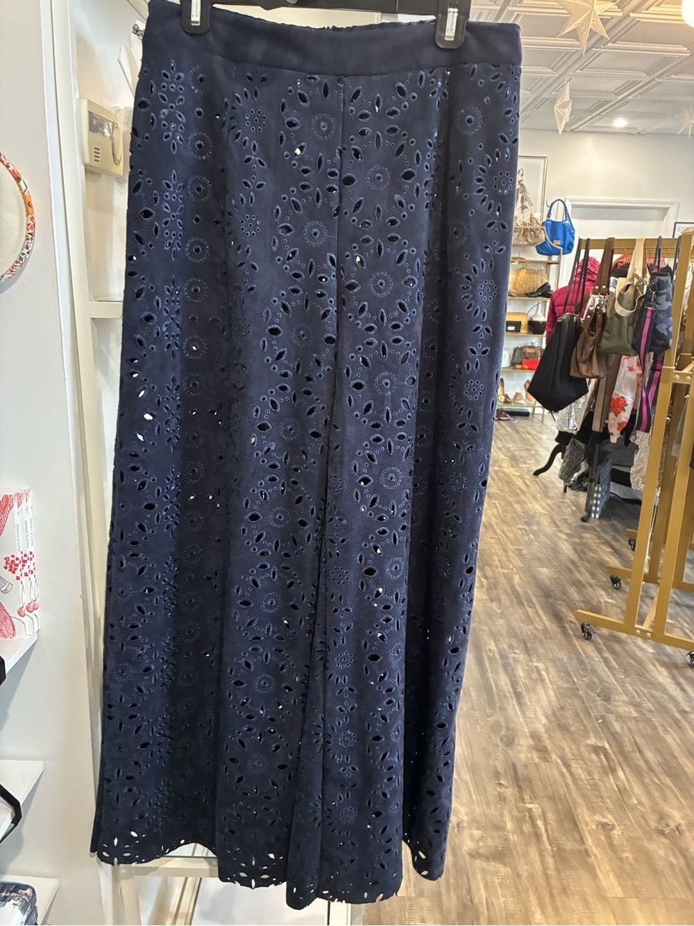 Italian Navy Eyelet wide leg pants - Women